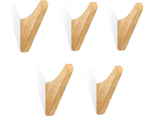 Lot de 5 patères en bois, crochets à serviettes muraux, porte-manteau d'entrée créatif, gris