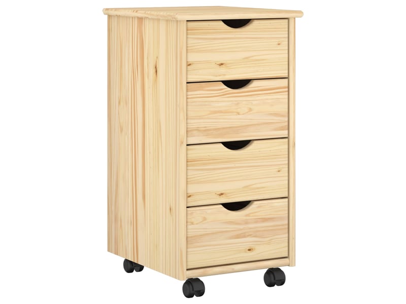  Caisson roulant de bureau, meuble de rangement 34 x 39 x 65,5 cm bois de pin massif marron  - Conforama A