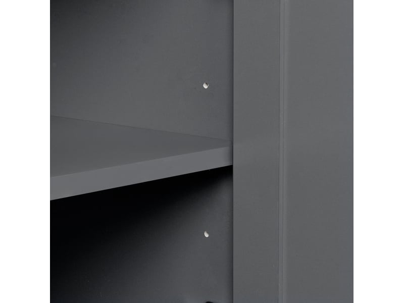 Buffet 160 x 37 x 75 cm gris noir et bois, mdf, 3 tiroirs, 4 portes, rangement pour salle à manger  - Conforama E