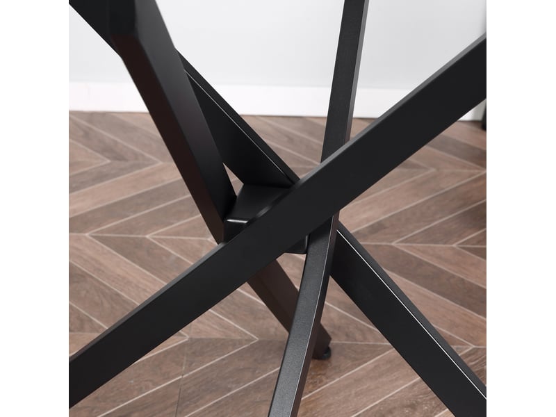 Table de salle à manger ronde en verre trempé avec pieds métalliques, pour salon et cuisine, 80 × 80 × 75 cm - Conforama E