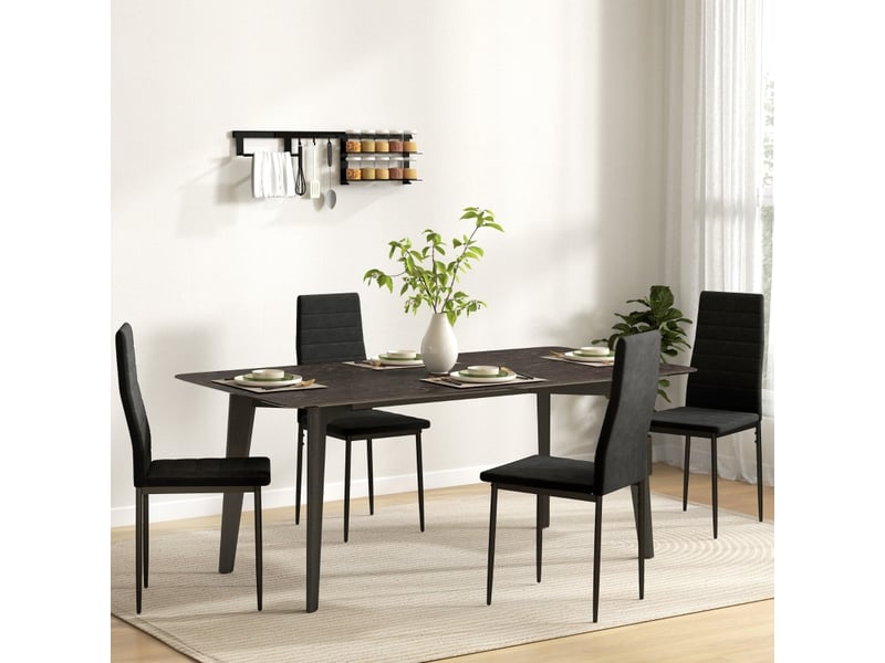  Lot de 4 chaises de salle à manger en tissu sans accoudoirs, pieds métal noir - style moderne  - Conforama B
