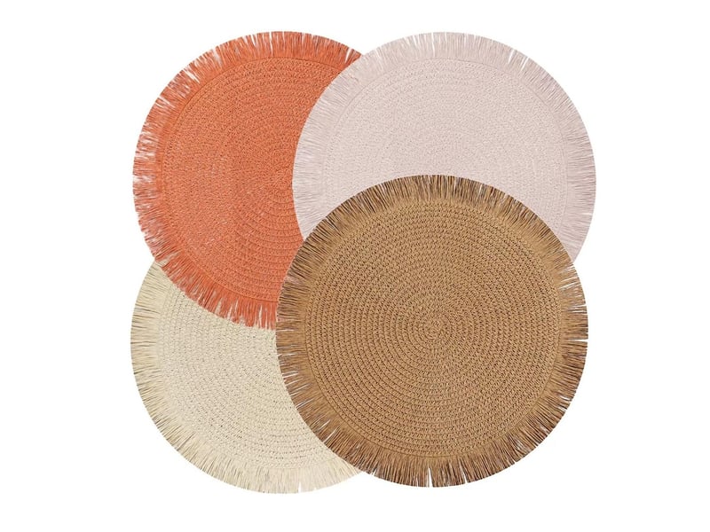  Lot de 4 sets de table ronds style bohème avec pompons exquis, 38 cm  - Conforama A