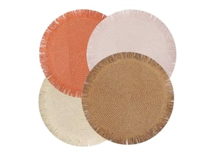 Lot de 4 sets de table ronds style bohème avec pompons exquis, 38 cm