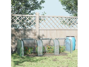 Serre tunnel de jardin transparente 295 x 100 x 80 cm en acier avec film pvc et 3 fenêtres pour vos cultures