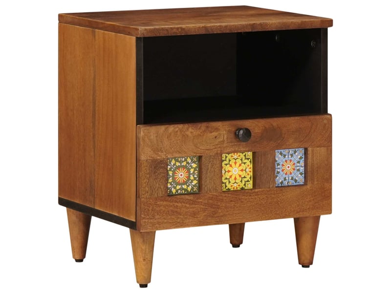  Table de chevet - cabinet de chevet - table de nuit marron 40 x 33 x 46 cm bois de mangue massif  - Conforama A
