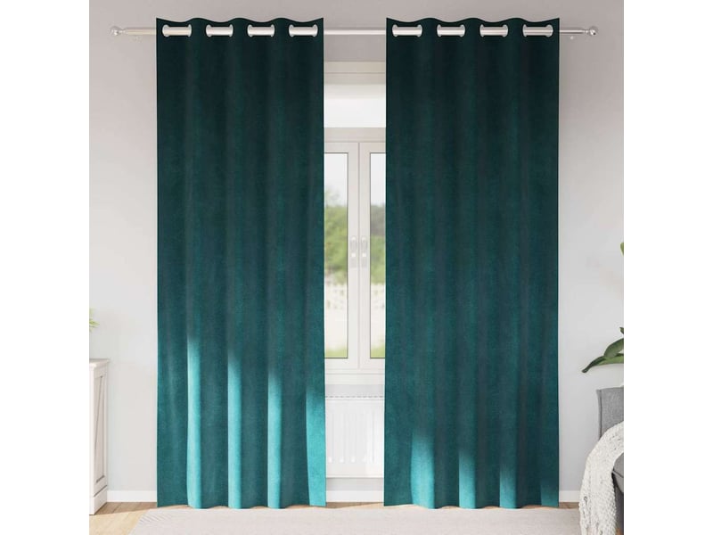  Lot de 2 rideaux, rideaux de fenêtre vert foncé 140 x 260 cm velours cf44133  - Conforama B
