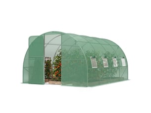 Serre tunnel de jardin 12m², serre de jardin tunnel 295x400x200cm porte et 8 fenêtres, bâche pe 140 gm² vert