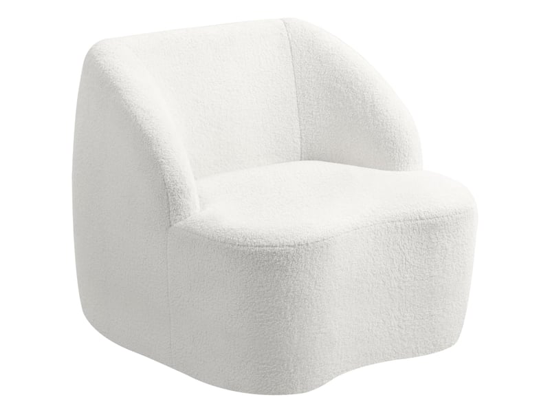 Fauteuil rembourré cocooning avec dossier épais et base antidérapante, design courbé en polyester crème 81 × 82 × 73,5 cm - Conforama A