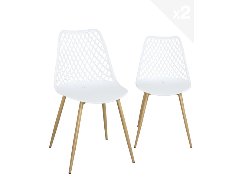  Lot de 2 chaises scandinaves kia blanches avec pieds métal 720-KIA - Conforama A