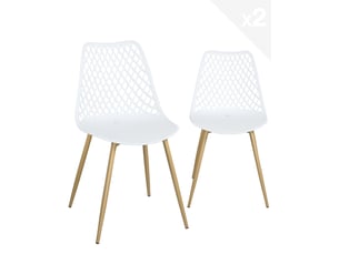 Lot de 2 chaises scandinaves kia blanches avec pieds métal