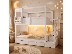 Lit superposé 2x90x200 cm <strong>WISHDOR</strong>  <strong></strong> coloris blanc