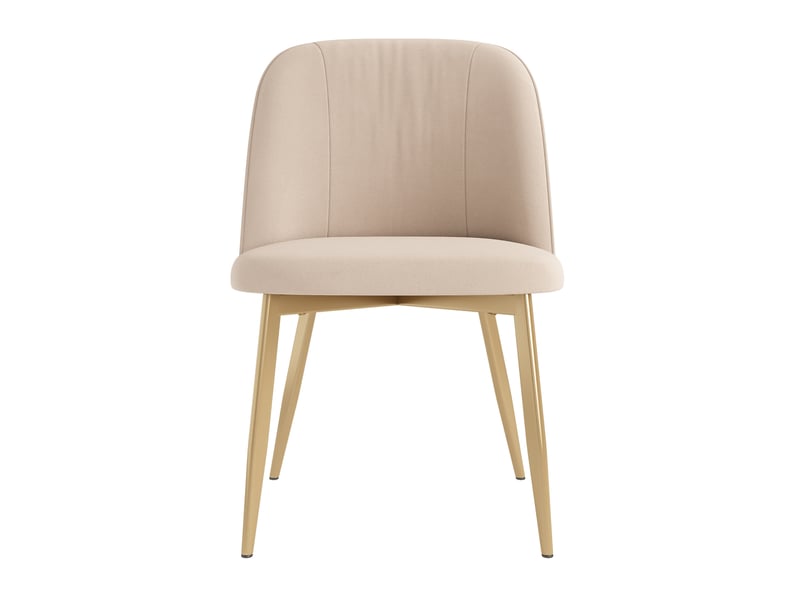  Lot de 6 chaises de salle à manger 53x50x80 cm – beige et doré – velours, dossier semi-enveloppant  - Conforama A