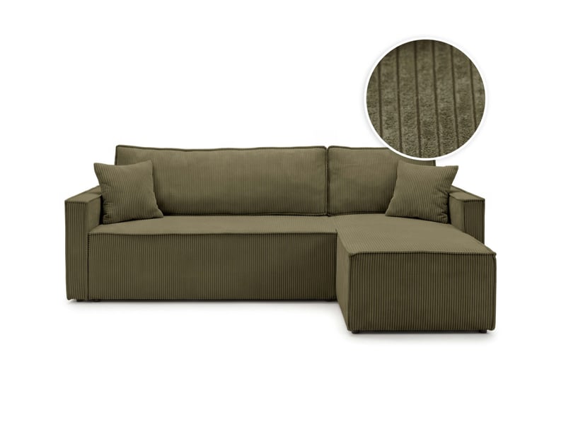  Farah - canapé d'angle reversible convertible 4 places accoudoirs slim velours cotelé  - Conforama A