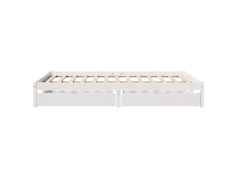  Lit double- lit adulte -  cadre de lit sans matelas blanc 150x200 cm bois de pin massif  - Conforama D