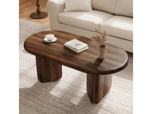 Table basse ovale coloris bois foncé <strong></strong> <strong>Fay Lum</strong> - 50 cmx99 cm