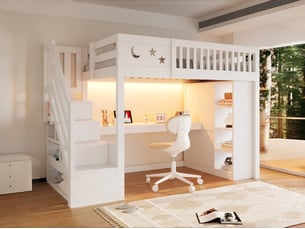 Lit mezzanine 90x200 cm <strong>LEYTN</strong>  <strong></strong> coloris blanc