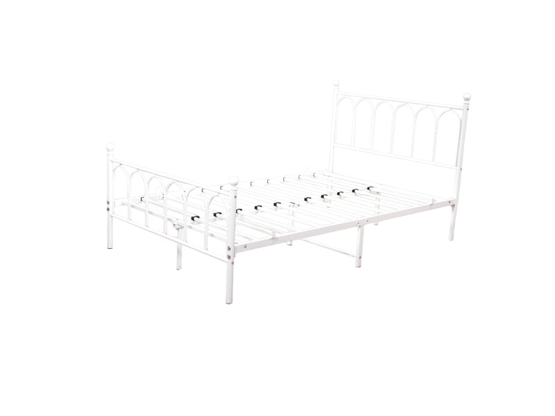  Lit enfant 90 x 200cm en métal blanc - style industriel avec sommier à lattes  - Conforama A