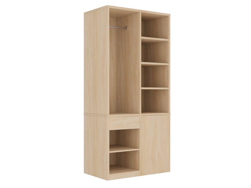  Armoir penderie avec 4 tiroirs 70x50x170 cm, bois clair  - Conforama E