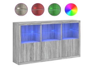Buffet - bahut - meuble de rangement avec lumières led sonoma gris 181,5x37x100 cm
