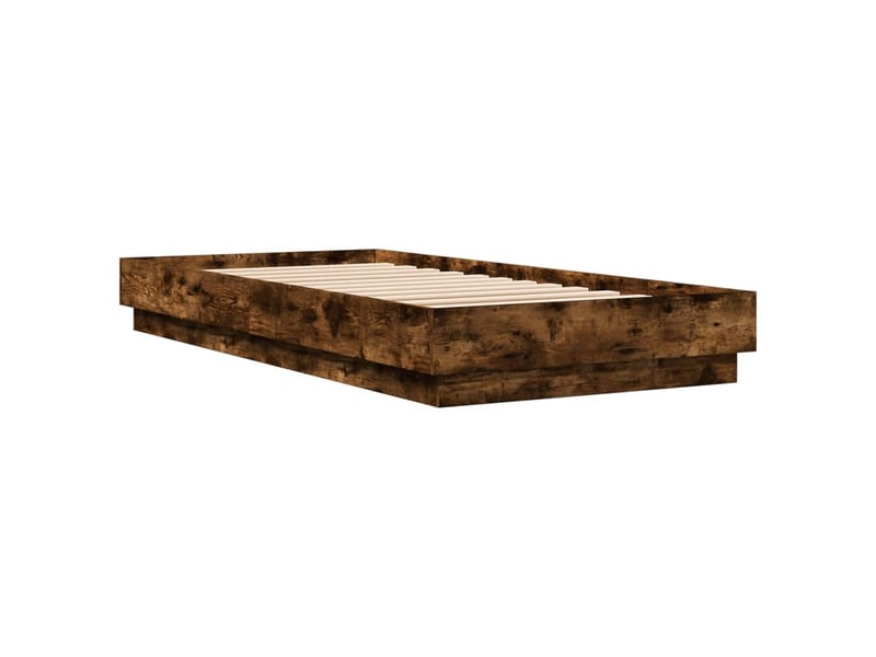 Lit simple- lit adulte -  cadre de lit sans matelas chêne fumé 100x200 cm bois ingénierie  - Conforama B