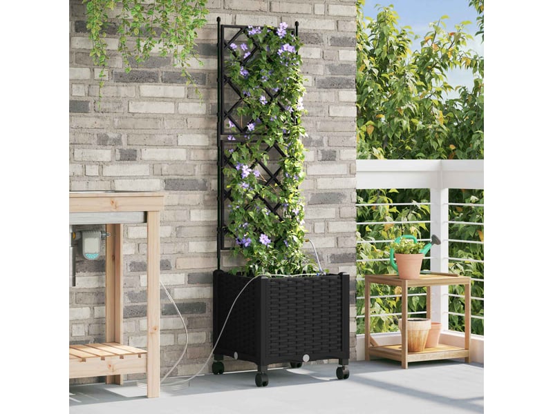 Jardinière - porte-plante de jardin avec irrigation et roues noir pp - Conforama B