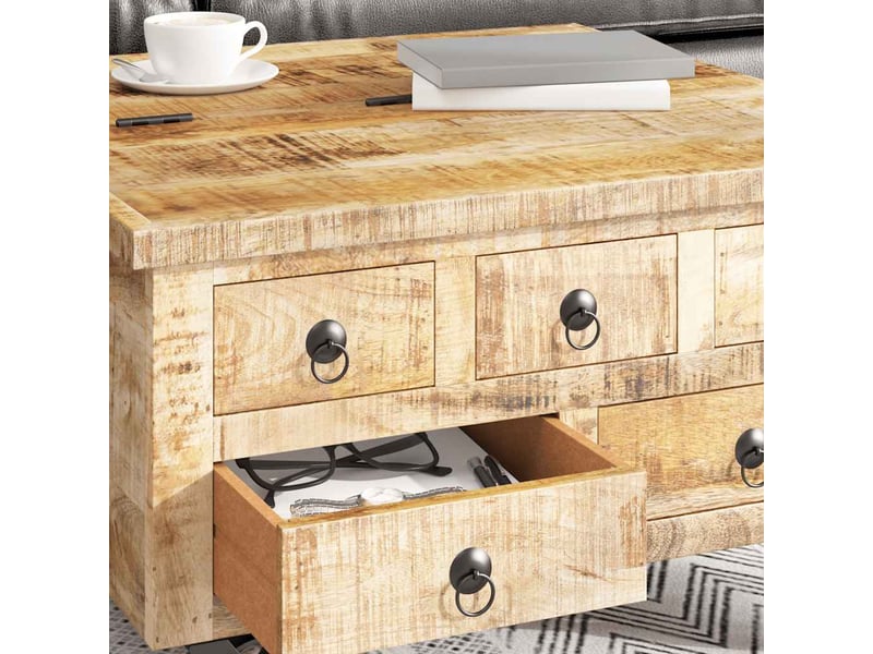  Table basse | table d'appoint salon bois de manguier brut 70 x 70 x 40 cm  - Conforama D
