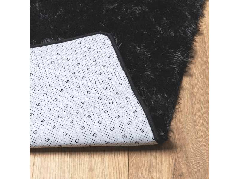  Tapis shaggy à poils longs navarra noir 160x160 cm polyester - comfortxl 4102870 - Conforama E