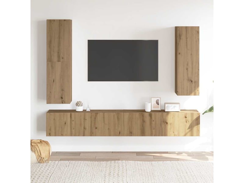  Ensemble de meuble tv - banc tv - meuble de rangement mural 4 pcs chêne artisanal  - Conforama C