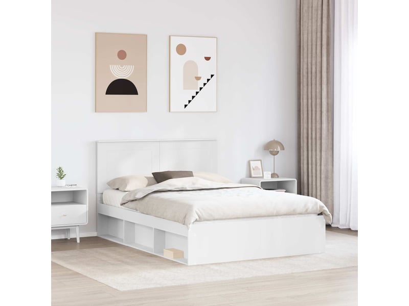 Lit double- lit adulte - cadre de lit avec tiroir blanc 150 x 200 cm bois de pin massif - Conforama B