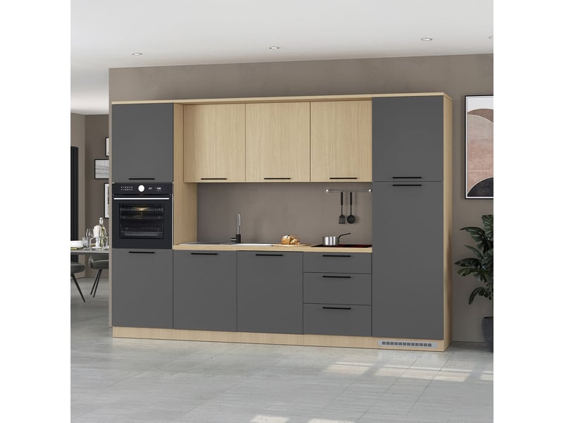  Cuisine complète linéaire moderne avec évier luna 300x215 - anthracite  - Conforama B