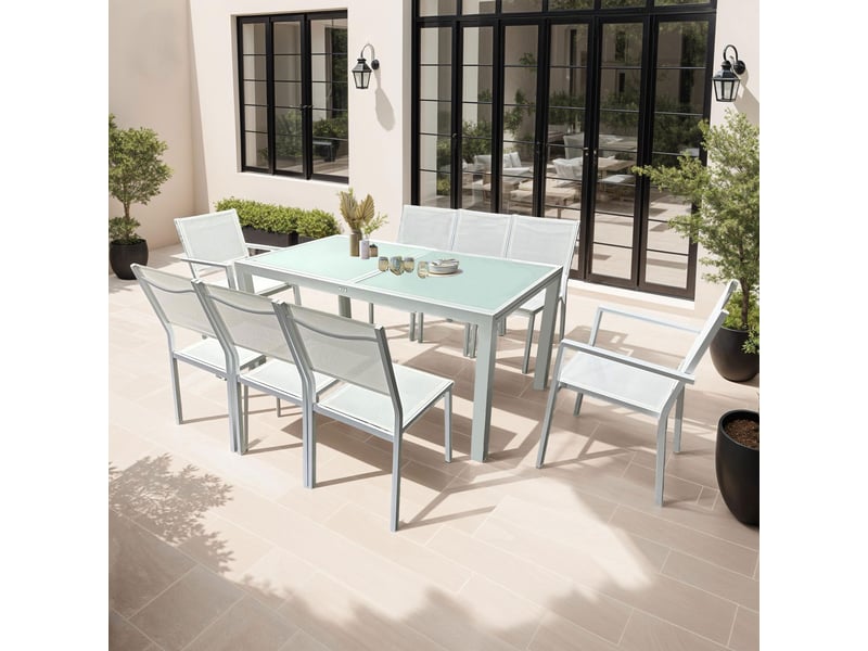  Lot de 4 chaises en aluminium et textilène coloris blanc  - Conforama E