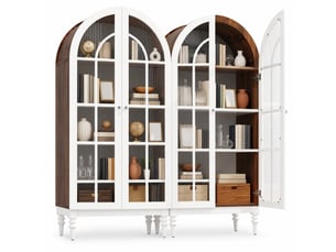 Vitrine coloris bicolore 3 étagère(s) MEUBLIV  - 76 cmx165 cm
