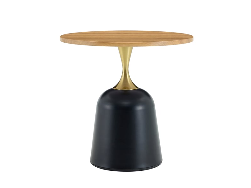  Table basse fixe ronde avec piètement métallique stable pour salon en mélamine finition bois  - Conforama A