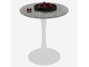 Table à manger ronde 70 cm en marbre artificiel, blanc antique et gris, 72 cm
