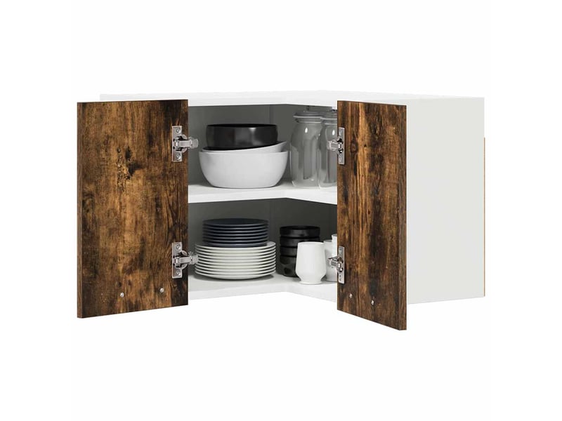 Meuble de rangement cuisine, armoire suspendue chêne fumé et blanc 57x57x40cm - Conforama C
