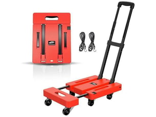 Chariot de transport pliant extendable 230 kg plateforme, 6 roues 360°