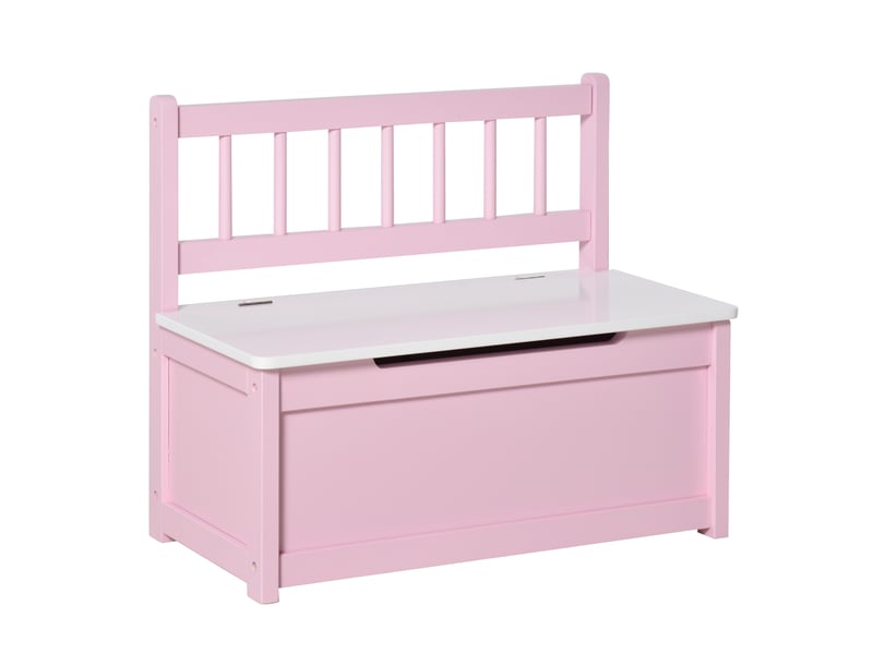 Coffre à jouet enfant banc de rangement enfant couvercle rabattable et charnières de sécurité 60 x 30 x 50 cm rose  - Conforama A