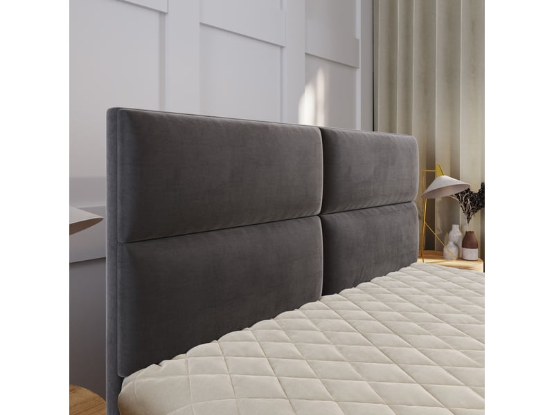 Boxspring lonis 200x200 cm, lit complet avec matelas, marron - Conforama D