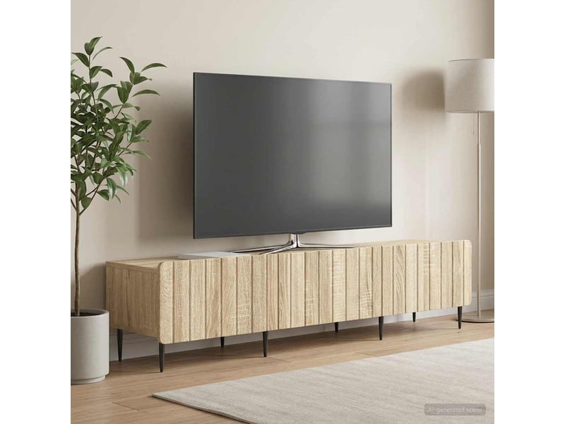  Meuble tv - banc tv - meuble de rangement 147 x 34,5 x 32 cm chêne sonoma bois d'ingénierie  - Conforama B