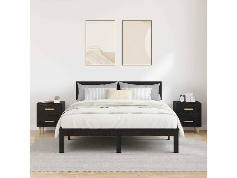  Table de chevet - table de lit 2 pc chêne noir 40 x 35 x 47.5cm  - Conforama C