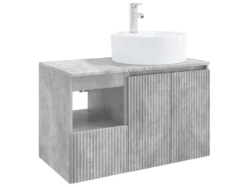  Ensemble de mobilier de salle de bain 2 pc gris béton cf64154  - Conforama A