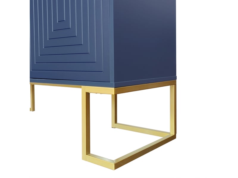 Buffet moderne 3 portes bleu marine avec étagères réglables et base en métal pour cuisine et salle à manger - Conforama R