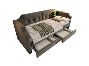 Lit avec rangement 90x200 cm DZMDIP   coloris gris