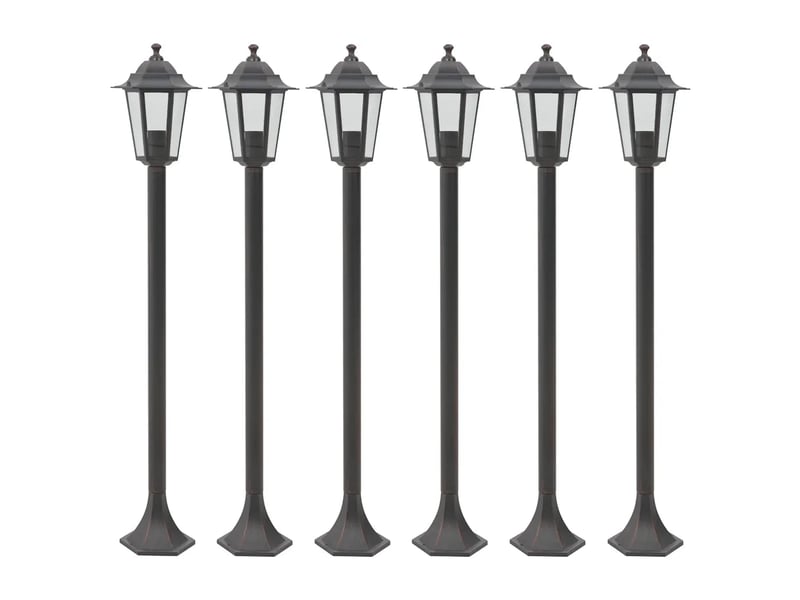  Lot de 6 lampes de jardin à piquet fonctionnelles ambiance 110 x 19 cm en aluminium bronze 02_0045887  - Conforama A