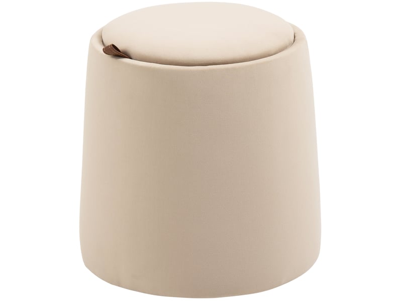  Pouf rond beige ø44x47,5 cm en polyester avec rangement et plateau réversible  - Conforama A