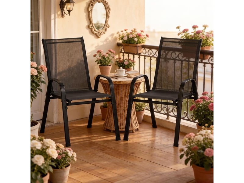 Lot de 2 chaises de balcon empilables avec dossier haut pour extérieur - Conforama D