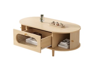 Table basse rectangulaire coloris naturel <strong>RAYOFI</strong> <strong></strong> - 50 cmx100 cm