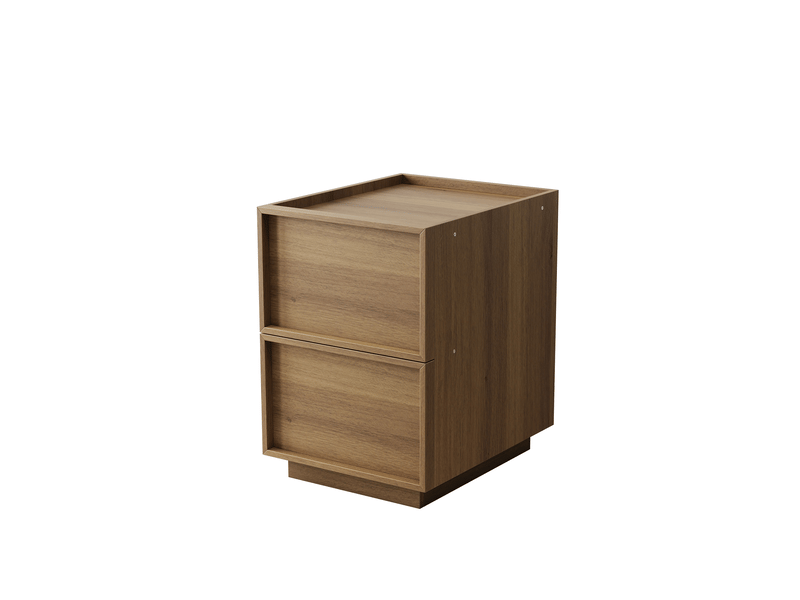  Table de chevet 48x38x54 cm, 2 tiroirs sans poignées, meuble de chambre, rangement, mdf et panneau de particules, chêne  - Conforama A