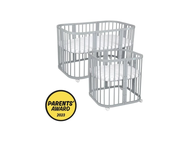  Lit bébé évolutif 7 en 1 rectangulaire - gris waldin W2-G - Conforama D