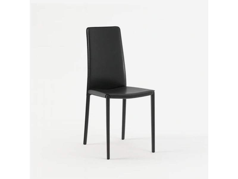  Lot de 4 chaises empilables rembourrées en simili cuir luma - noir  - Conforama C